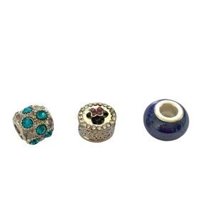 Minnie Bling Blue Enamel 3 Bracelet Charm Set